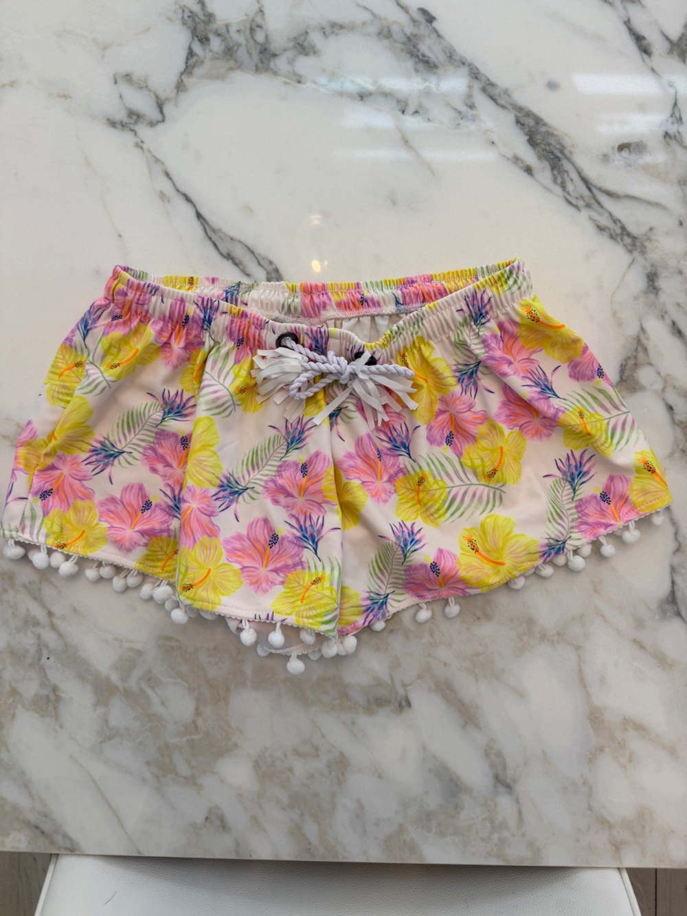 Snapper Rock Girls Floral Pom-Pom Swim Coverup - Yellow, Pink, Purple